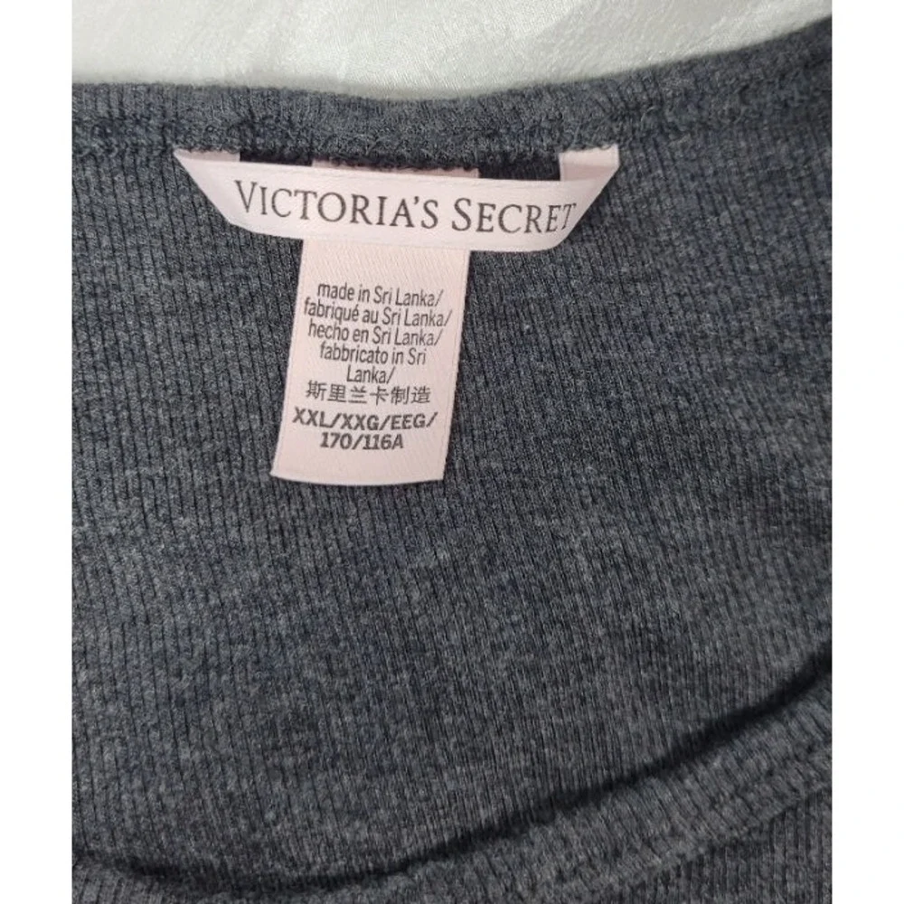 Victoria Secret Modal Ribbed Crop Tank Top & Shorts Lounge Set - Charcoal - XXL